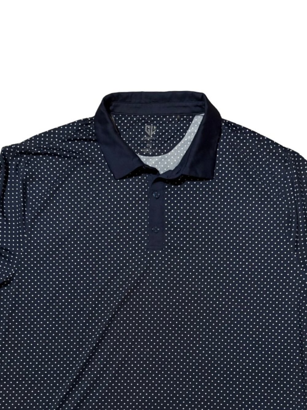 Graham Luxe Performance Polo Shirt 2XL Navy Blue Dot Print Stretch Golf